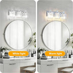 3-Light Modern Bathroom Light Fixture Chrome Vanity Lights Over Mirror Wall Sconce Lighting with K9 Crystal Shades Bathroom Wall Lamp E26 Base for Bedroom, Living Room, Hallway, Cabinet