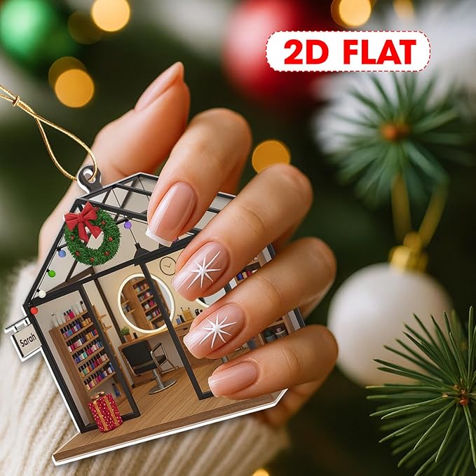 Personalized Hair Salon Christmas Ornament 2025, Custom Acrylic Flat Ornament, Holiday Tree Decoration, Gift for Hairdresser & Stylist
