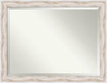 Amanti Art White Wall Mirror 35x45 Alexandria White Wash Rectangle Bathroom Mirror for Wall Decor Living Room, X-Large Cottage Wood Frame, Hangs Horizonally and Vertically, Bathroom Decor, Beveled