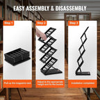 VEVOR Foldable Magazine Display Rack, 4-Tier Brochure Literature Display Stand, Portable Catalog Brochure Holder Stand with Carrying Bag for Office Trade Show Exhibitions, 4 Pockets