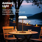 Solar LED Outdoor Table Lamp Waterproof, 3 Level Dimmable Desk Night Light, Portable Cordless USB Rechargeable, for Home/Deck/Patio/Garden (Wood Grain)