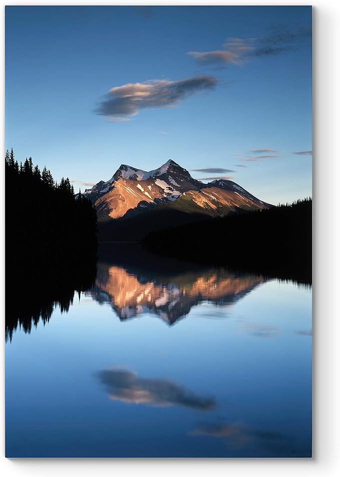 Renditions Gallery Canvas Nature Wall Art Home Paintings & Prints Mountain Sunset Lake Reflection Glam Modern Wall Hanging Decorations for Bedroom Living Room Office Kitchen - 18"x27" LT06