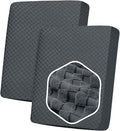 YEMYHOM Stretch Individual Cushion Covers Large Sofa Seat Cushion Slipcovers Soft Couch Cover Replacement Large Checkered Furniture Protector with Elastic Bottom (2 Pcs XL Cushion Covers, Dark Gray)
