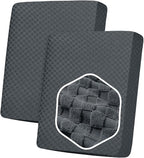 YEMYHOM Stretch Individual Cushion Covers Large Sofa Seat Cushion Slipcovers Soft Couch Cover Replacement Large Checkered Furniture Protector with Elastic Bottom (2 Pcs XL Cushion Covers, Dark Gray)