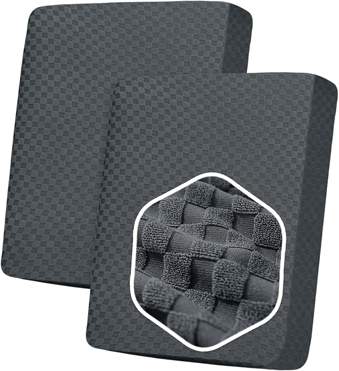 YEMYHOM Stretch Individual Cushion Covers Large Sofa Seat Cushion Slipcovers Soft Couch Cover Replacement Large Checkered Furniture Protector with Elastic Bottom (2 Pcs XL Cushion Covers, Dark Gray)