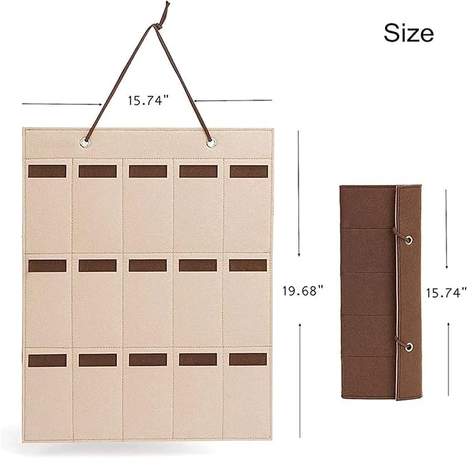 1Pc 15 Grids Glasses Organizer Storage Wall Hanging Bag Multifunctional Sunglasses Eyeglass Container Bag Foldable(Black)