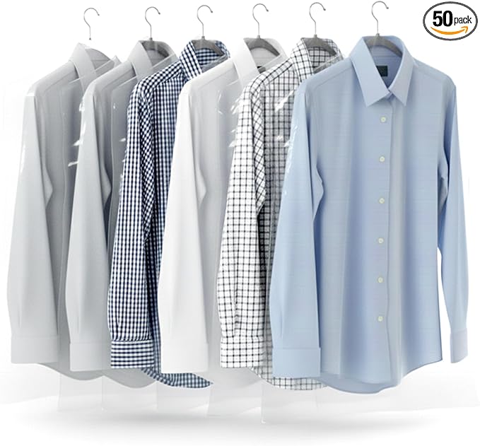 Plasticplace Clear Garment Bags Plastic Suit Bag 1.0 Mil 21" X 4" X 40" (50 Count)