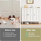 ONBRILL Shoe Cabinet with 3 Doors and Adjustable Shelves, 30 Pairs Shoe Storage Cabinet, 40 Inch Tall Farmhouse Shoe Rack Shoe Organizer Cabinet for Entryway Living Room Closet, White