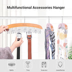 Belt Hanger Organizer for Closet: Ohuhu 2 Pack 12 Hooks Max 36 Belts Tie Rack Wooden Belt Holder for Storage 360 Degree Rotating Space Saver Organizer for Men Women Belt Tie Scarf-Burlywood