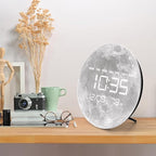 Digital Wall Clock, LED Moon/Earth Design, Temperature Display, 7.87 x 7.87 inches (Moon, 12.59 INCH)