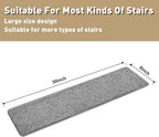 PURE ERA Carpet Stair Treads Tape Free Non Slip Indoor Stair Carpet Stair Protectors Pet-Friendly Non-Slip Skid Resistant Washable Reusable 8" x 30"(2 Pieces,Gray)