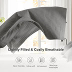 Comfort Spaces Kienna Quilt Set- Double Sided Stitching Design Summer Blanket, Lightweight, Soft, All Season Bedding Layer, Matching Sham, Charcoal, Coverlet Full/Queen(90"x90") 3 Piece