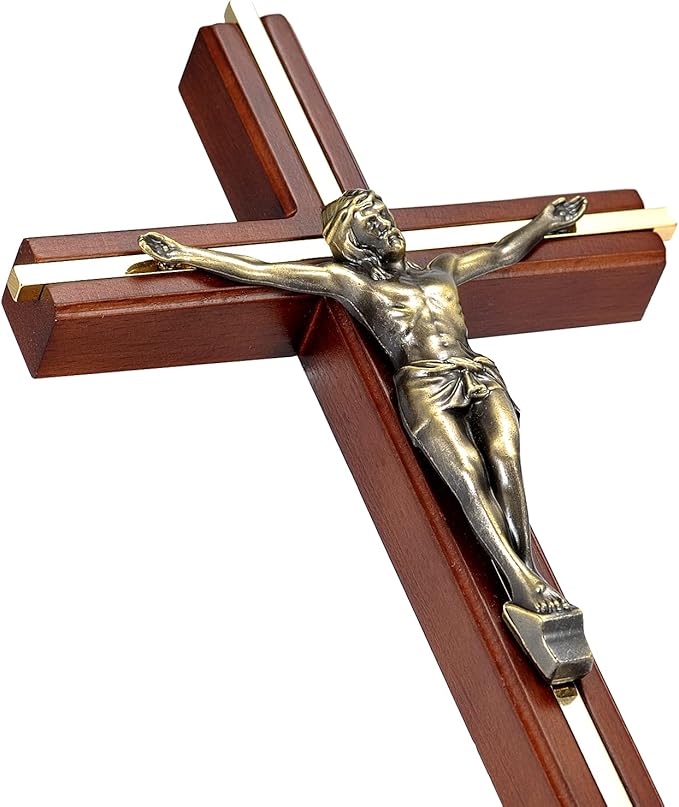 ACHIBANG 10" Crucifix Wall Cross with Jesus – Catholic Wooden Cross for Faith & Blessing, Wall or Home Decor