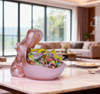 Hippo Statue, Hippo Resin Furniture Ornament Sculpture, Suitable for Home Decor, Desktop Hippo Candy Bowl, Entryway Table Storage Vessel, Storage Box (Pink)