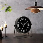 QIYAODECO® Vintage Metal Desk Clock for Bedroom, with Adjustable Angle Ticking Small, Battery Operated Mantel Bedside Clock, Decorative Table, Old Fashioned Style Black Decor, Adult Kid Gift, Black