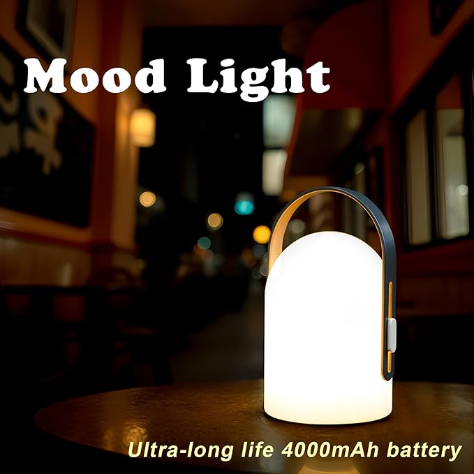 TRIROCKS Portable Cordless Lantern Outdoor Table Lamp Rechargeable Lantern4000mAh LED Battery Operated Table Lamps Easy 3-Step Touch Dimmable Outdoor Night Lamp Lantern with Remote Control