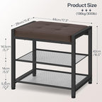 HOOBRO Small Shoe Bench, 3-Tier Shoe Rack, Shoe Storage Bench with PU Seat Cushion, Entryway Shoe Rack Bench with Metal Mesh Shelves, Freestanding Shoe Organizer for Hallway, Brown CB33HX01
