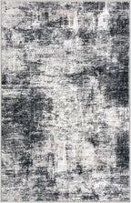 IOHOUZE Abstract Area Rug 3x5 Ft Washable Rugs for Entryway Indoor, Non Slip Kitchen Rug Printed Faux Wool Throw Rugs, Indoor Door Mat for Door Entrance Foyer Living Room, Black Grey