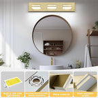 OKELI 5-Light Bathroom Vanity Light Gold Modern LED Vanity Light Over Mirror Dimmable Mirror Front Lamp with 350° Adjustable Lamp Head ETL Listed 32W 6000K Cold White