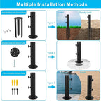 Patio Umbrella Base Stands Multifunctional Outdoor Umbrella Holder, In Ground Umbrella Base with Ground Spike Fixing,Deck Umbrella Mount for Lawns,Granite,Concrete,Deck,Many Ways Installation
