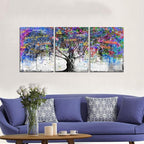 Novatique Banksy Canvas Wall Art Colorful Tree Wall Art Abstract Graffiti Poster Print Modern Street Inspirational Graffiti Decor Painting for Living Room Bedroom,12" x 16" x 3Pcs