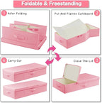 punemi Under Bed Storage With Lids, 2 Pack Pink Underbed Storage Bins Containers for Girls Daughter, Large Low Profile Stackable Drawer Organizer Box for Clothes Bedroom Couch Closet Basement