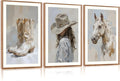 CHDITB Western Cowgirl Framed Canvas Wall Art Set, Farmhouse Wall Decor, Highland Horse Boots Artwork Painting,Vintage Country Hat Art Prints for Living Room Girls Dorm Bedroom Apartment-16 x24 x3