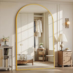 Suidia Arched Full Length Mirror, 88"x44" Floor Mirror Freestanding, Floor Standing Full Body Mirror with Stand for Bedroom, Hanging Leaning Mounted for Living Room Cloakroom, Gold