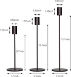 Black Candlestick Holders Set of 3, Decor Taper Candle Holder for Wedding, Dinning, Party,Fits 3/4 Inch Thick Candle