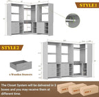 Aheaplus Closet System with 6 Drawers, 4 Hanging Rods & Corner Tower, Corner Closet System with Hanging,92.6" L-Shaped Walk-In Wardrobe Organizer, 2000+ lbs Capacity, Set of 3, Grey