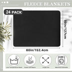 Newwiee 24 Pcs Fleece Throw Blankets Bulk 50'' x 60'' Oeko-tex Standard 100 Certified Spring Outdoor Wedding Guest Blankets Lightweight for Sleepover Donation Lap Pet Sofa Home (Black)