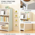 IOTXY Wooden Extendable Shelf Bookcase - 3-Tier Ladder Low Short Bookshelf for Small Space or Corner, Oak, S