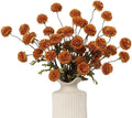 DuHouse 6pcs Artificial Flowers Faux Silk Pompon Mum,Silk Small Mini Chrysanthemum Ball with Stems for DIY Wedding Bouquets Centerpieces Vase Home Table Kitchen Decorations(Burnt Orange)