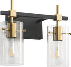 SOLFART Vintage Vanity Light Fixtures Wall Light for Bathroom Over Mirror Light with Glass Shade Light Fixtures (2 Lights-Exclude Bulb)