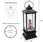 Eldnacele Christmas Musical Snow Globe Lantern Plug in & Battery Operated Glitter Lamp Navitity Scene Lighted Lantern with 6 Hour for Christmas Decoration 12 Inches (Carolers)