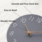 Mosewa Wall Clock 14 Inch Gray Battery Operated Silent Non Ticking Simple Modern Wood Clock Decorative for Bedroom Living Room Kitchen Home Office