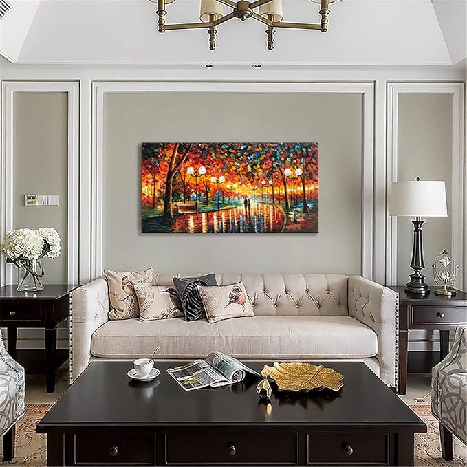 Alenoss Modern Oil Paintings on Canvas Large Wall Art 24x48 Inches Romantic Abstract Paintings Contemporary Art Colorful Artwork Wall Decor for Bathroom Living Room