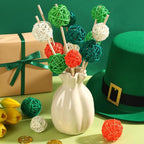 NOVWANG 40 Pcs St. Patrick's Day Green Rattan Balls Decorations Centerpieces Vase Bowl Fillers Wicker Ball for Irish St. Patrick's Day Party Decorative Table Hanging Home Decor DIY Crafts
