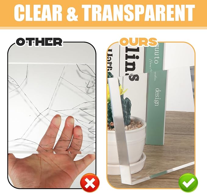 4 Pack 6 x 6 x 1 Inch Acrylic Blocks for Display, Acrylic Base Stand, Clear Polished Acrylics Cubes, Jewelry Displays Stand Pedestal Stand for Collectibles Jewelry Props Plant Display