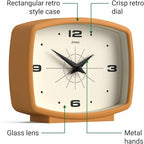 JONES CLOCKS® Film Desk Clock | Retro Rectangular Design | Mustard Yellow | Retro Design, Blending mid Century Style with a Punchy Modern Finish for Shelf, Table, Mantel or Bedside