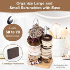 2-Tier Hair Tie Organizer, Modern Scrunchies Storage Tower Holds 50-70 Hair Accessories, Claw Clip Holder, Fashion Countertop Display Stand for Women & Girls(Natural)