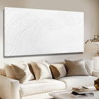 NBAODAN White Abstract Canvas Wall Art for Living Room Minimalist Home Decor Textured Wall Decor Line Art Oil Painting for Bedroom Dining Room 24x48 Inch