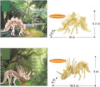 3D Wooden Dinosaur Puzzle - 6 Piece Set Wood Dinosaur Skeleton Model Puzzle - DIY Wooden Crafts 3D Puzzle - STEM Toys Brain Teaser Puzzle Gifts