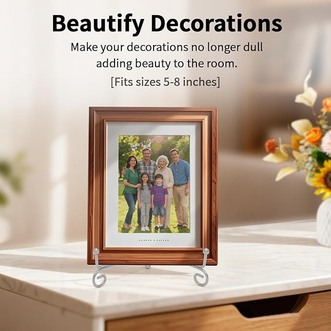 Iron Plate Stands for Display,Foldable Book Holder & Easel Stand for Sign, Versatile Poster Stand and Small Plate Stand for Home Decor, Art, Photo Frame, Card, Crystal Display (Silver, 6 inch (4Pcs))