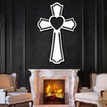 Metal Cross for Wall, Crosses Wall Decor, Cross Heart Metal Wall Art, Christian Wall Decor, Christian Cross Wall Decor, Religious Wall Decor, Faith Wall Decor, Spiritual Wall Decor (White, 41"x26" | 105x66cm, metal wall art)
