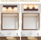 3 Light Modern Bathroom Light Fixtures Over Mirror, Bronze Finish Vanity Lights for Bathroom Wall Sconces with Milky White Glass Shades, E26 Socket (Bulbs Not Included)