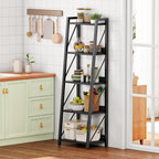 HOOBRO Ladder Shelf, 5-Tier Bookshelf, Corner Bookcase, Freestanding Storage Shelf Display Organizer, for Living Room, Bedroom, Home Office, Kitchen, Black BB305CJ01