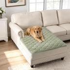 H.VERSAILTEX Couch Cover Chenille Pet Fuzzy Sofa Covers for 2 Cushion Couch Anti Slip Washable Sofa Slipcovers with Strap Soft Couch Protector Cover for Dogs Cats Kids(40" x 50", Tender Green)