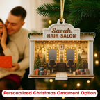 Personalized Hair Salon Christmas Ornament 2025, Custom Acrylic Flat Ornament, Holiday Tree Decor, Gift for Hairdresser, Hairstylist & Salon Owner