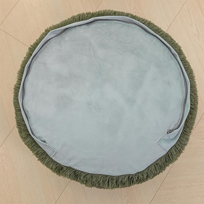 Floor Pouf- No Filler Foot Rest Stool with Storage, Bean Bag Style Cover for Living Room & Bedroom Dark Green